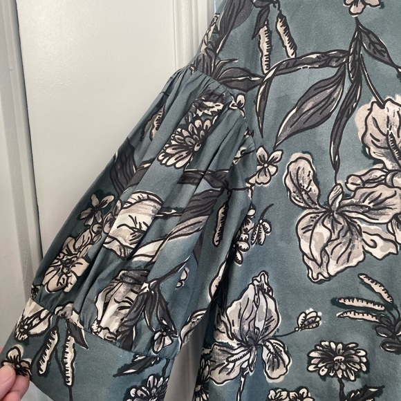 MaxMara Nina Floral Puff Sleeve Blouse - Blue - Picture 5 of 7